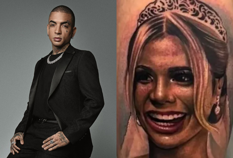 Após término do casamento, MC Guimê cobre tatuagem com o rosto de Lexa